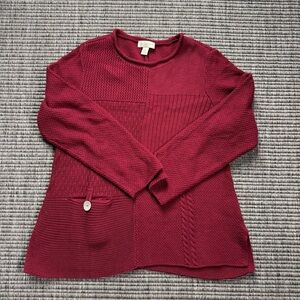 Appleseed's Deep Red Patchwork Sweater